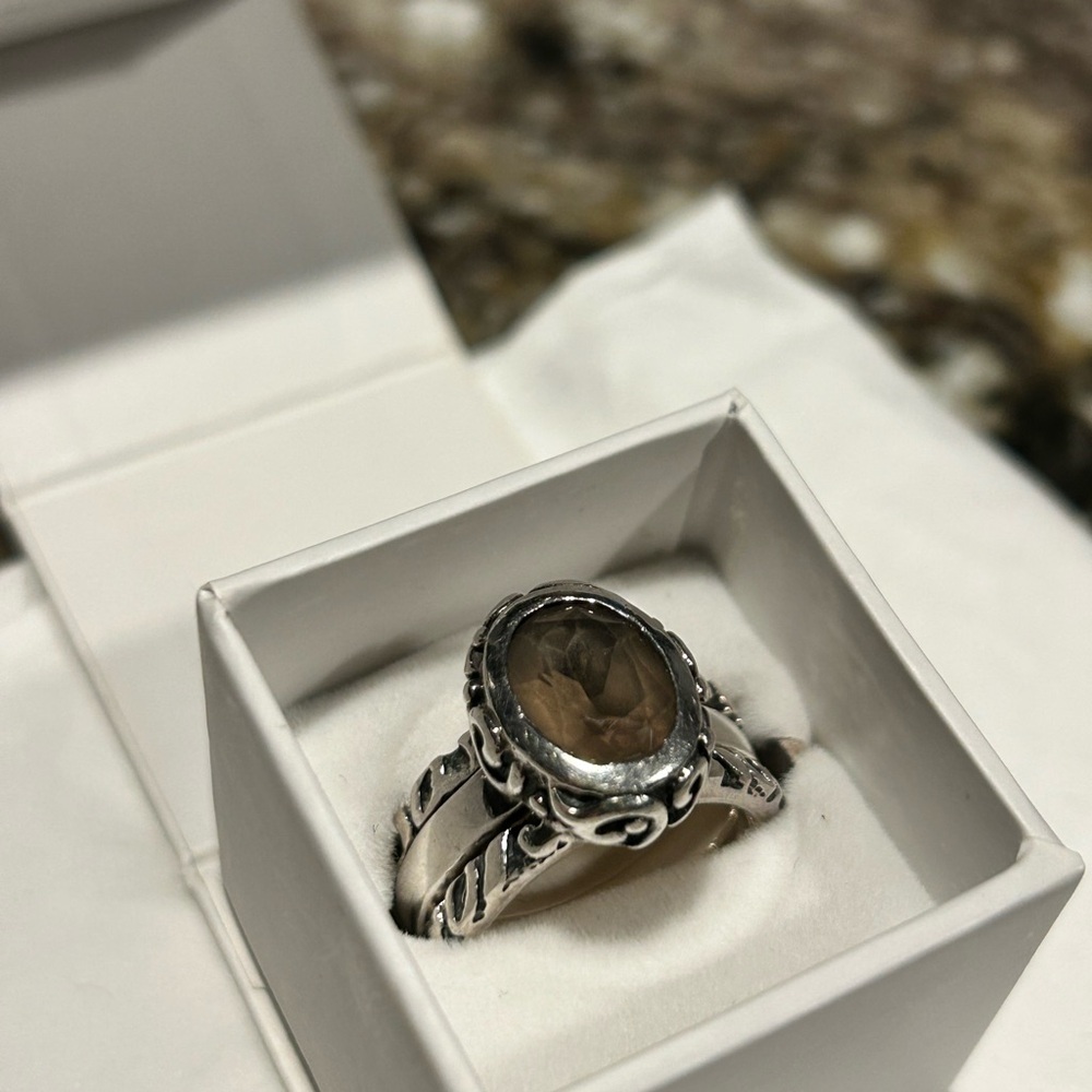 Silpada Size 7.5 Smoky Quartz Stacking Rings